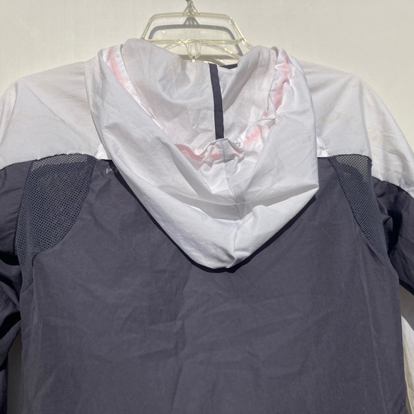 Kari Tara Full Zip Windbreaker Hoodie Zip Front Pockets Hood Drawcord Sz XSmall - Picture 8 of 15